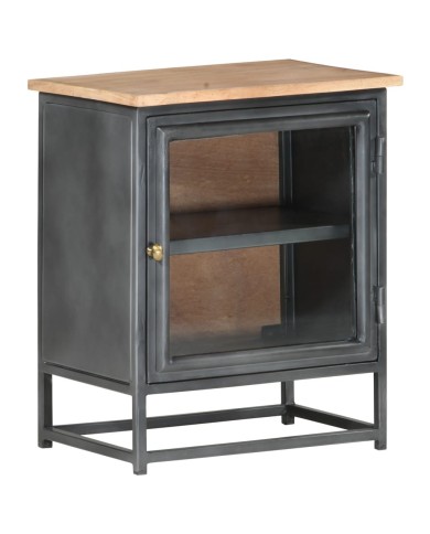 Table de chevet Gris 40x30x50 cm Bois d'acacia massif