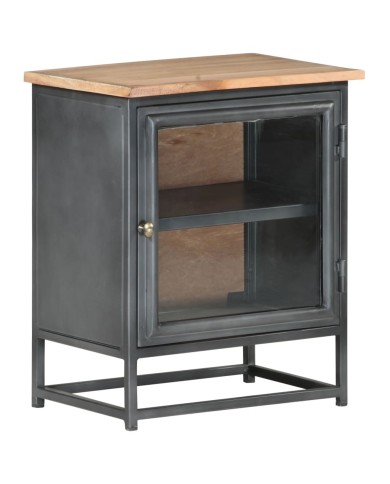 Table de chevet Gris 40x30x50 cm Bois d'acacia massif