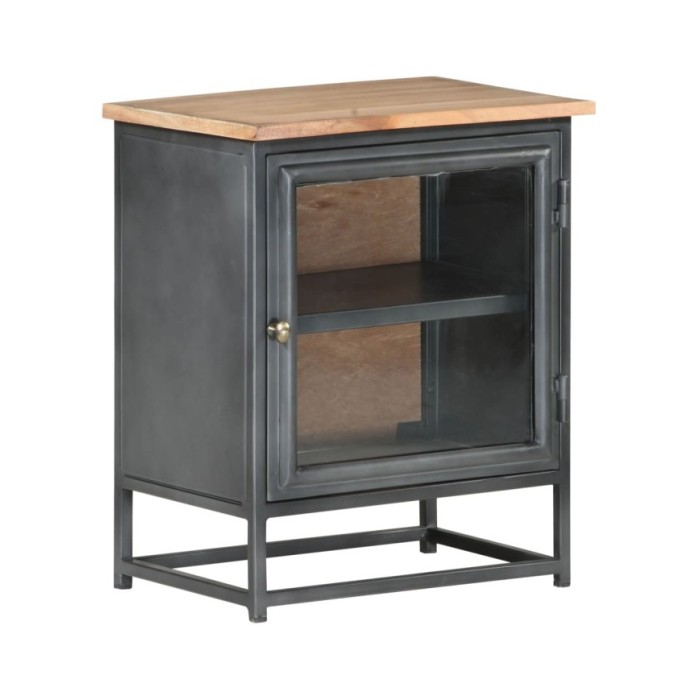 Table de chevet Gris 40x30x50 cm Bois d'acacia massif