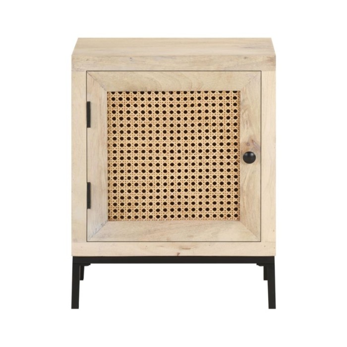 Table de chevet 40x30x50 cm Bois de manguier et canne naturelle