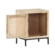 Table de chevet 40x30x50 cm Bois de manguier et canne naturelle