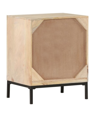 Table de chevet 40x30x50 cm Bois de manguier et canne naturelle