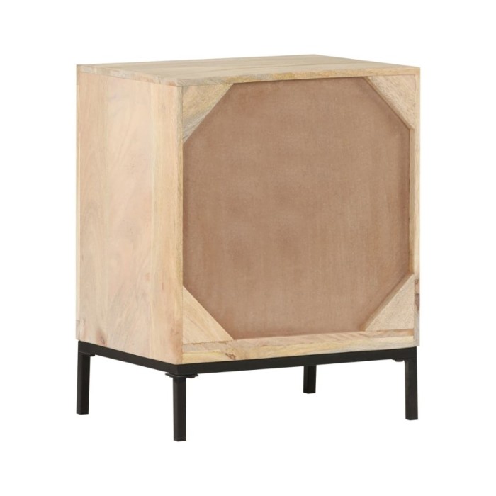 Table de chevet 40x30x50 cm Bois de manguier et canne naturelle