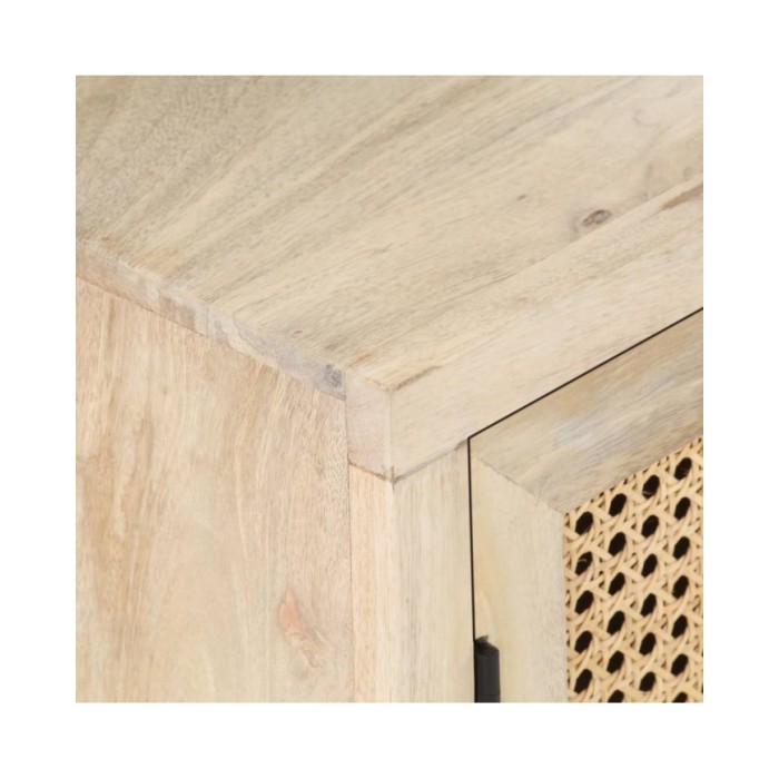 Table de chevet 40x30x50 cm Bois de manguier et canne naturelle