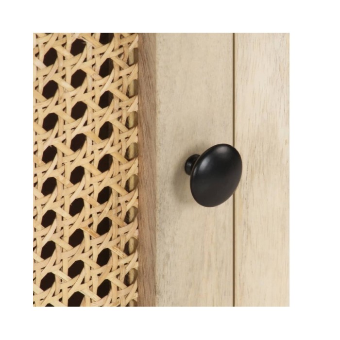 Table de chevet 40x30x50 cm Bois de manguier et canne naturelle
