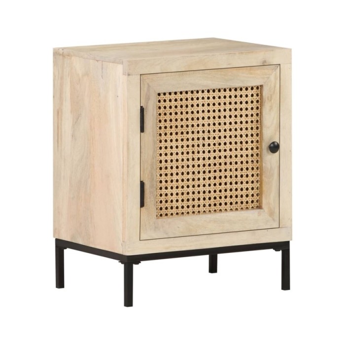 Table de chevet 40x30x50 cm Bois de manguier et canne naturelle