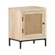 Table de chevet 40x30x50 cm Bois de manguier et canne naturelle
