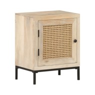Table de chevet 40x30x50 cm Bois de manguier et canne naturelle