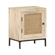Table de chevet 40x30x50 cm Bois de manguier et canne naturelle
