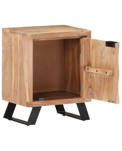 Table de chevet 40x30x50 cm Bois d'acacia avec bord naturel