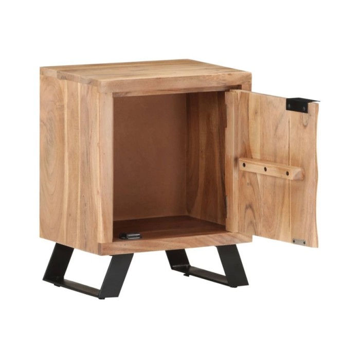 Table de chevet 40x30x50 cm Bois d'acacia avec bord naturel