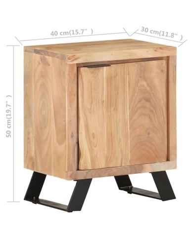 Table de chevet 40x30x50 cm Bois d'acacia avec bord naturel