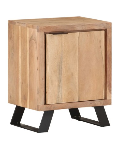 Table de chevet 40x30x50 cm Bois d'acacia avec bord naturel