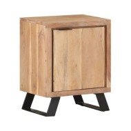 Table de chevet 40x30x50 cm Bois d'acacia avec bord naturel