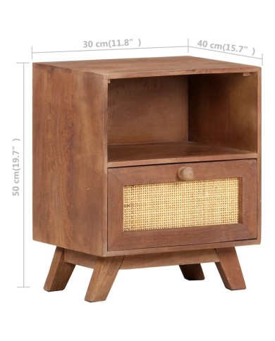 Table de chevet 40x30x50 cm Bois de manguier massif