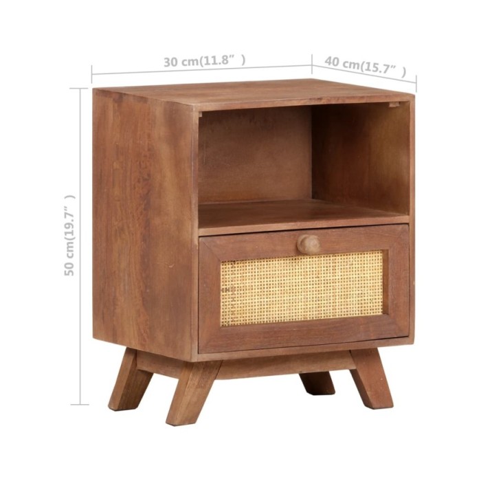 Table de chevet 40x30x50 cm Bois de manguier massif