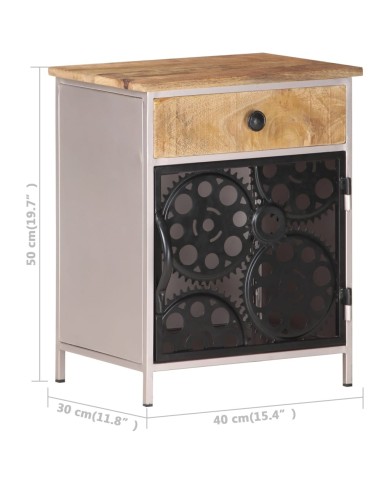Table de chevet 40x30x50 cm Bois de manguier brut