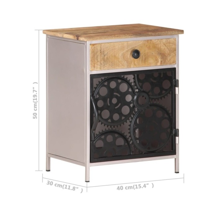 Table de chevet 40x30x50 cm Bois de manguier brut