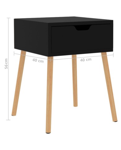 Table de chevet Noir 40x40x56 cm Aggloméré