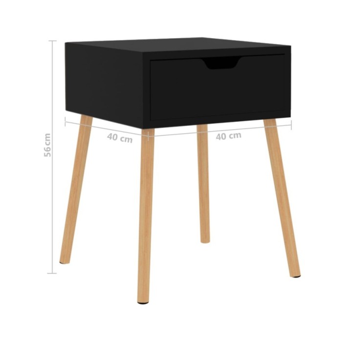 Table de chevet Noir 40x40x56 cm Aggloméré