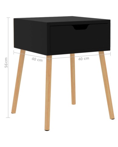 Table de chevet Noir brillant 40x40x56 cm Aggloméré