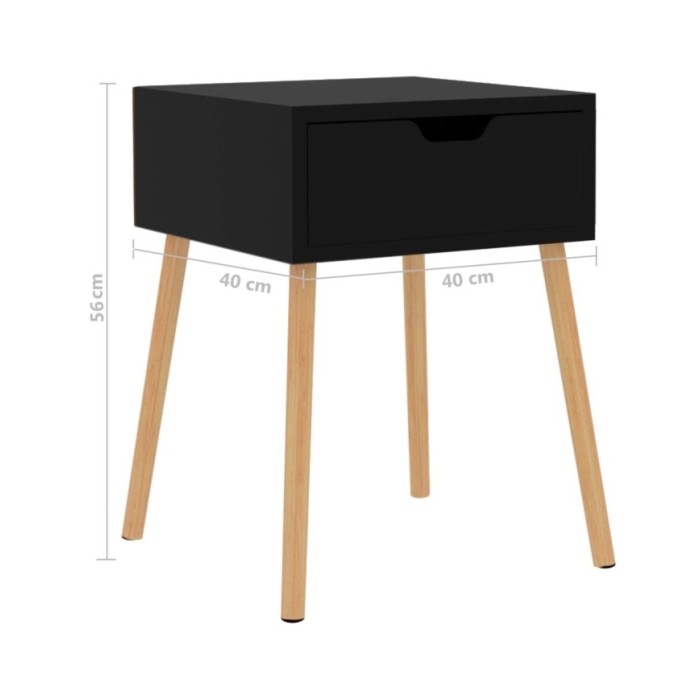 Table de chevet Noir brillant 40x40x56 cm Aggloméré