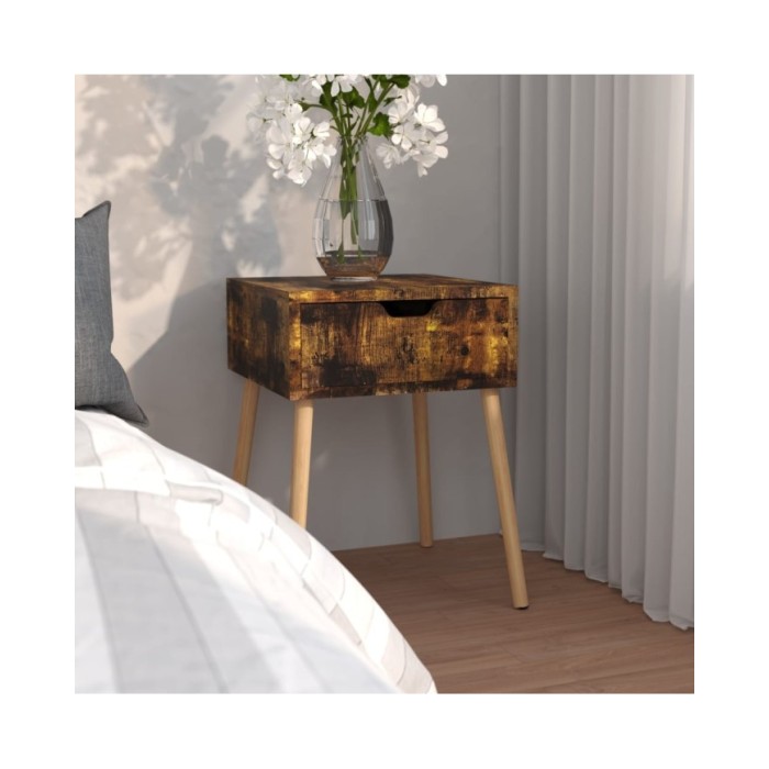 Table de chevet chêne fumé 40x40x56 cm Aggloméré
