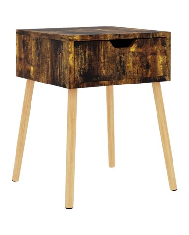 Table de chevet chêne fumé 40x40x56 cm Aggloméré