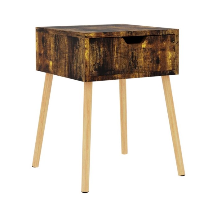 Table de chevet chêne fumé 40x40x56 cm Aggloméré