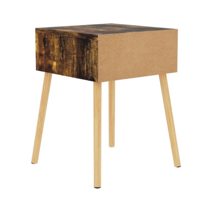 Table de chevet chêne fumé 40x40x56 cm Aggloméré