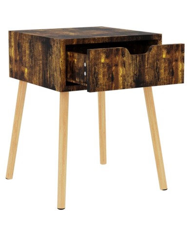 Table de chevet chêne fumé 40x40x56 cm Aggloméré