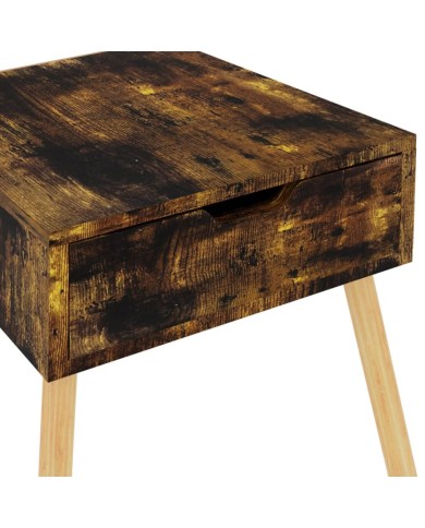 Table de chevet chêne fumé 40x40x56 cm Aggloméré