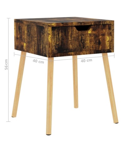 Table de chevet chêne fumé 40x40x56 cm Aggloméré