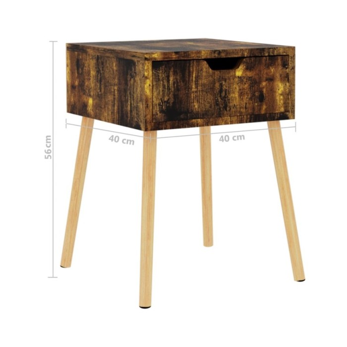 Table de chevet chêne fumé 40x40x56 cm Aggloméré