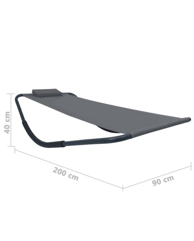 Lit de jardin Gris 200x90 cm Acier