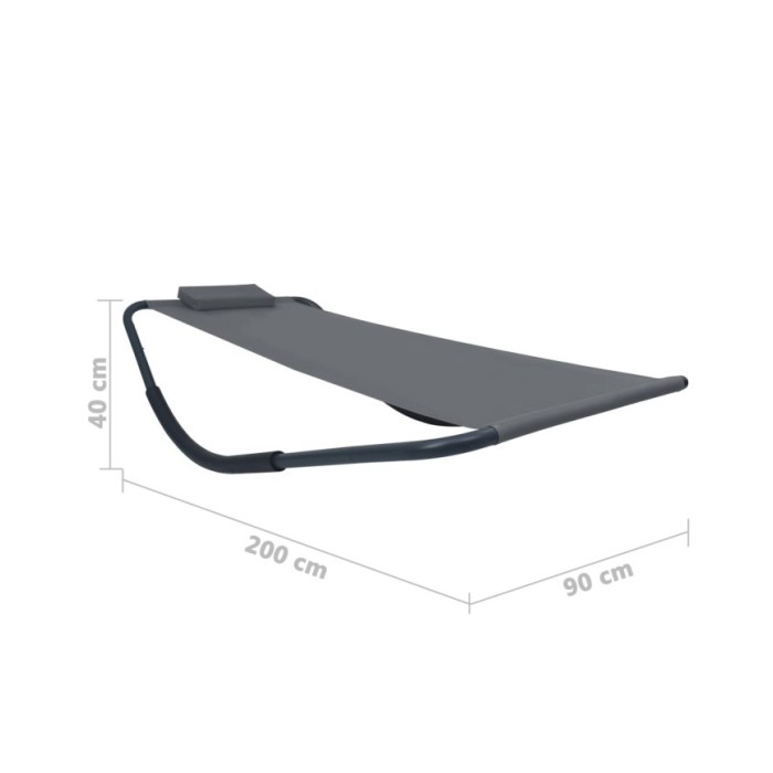 Lit de jardin Gris 200x90 cm Acier