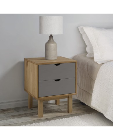 Table de chevet Marron et gris 46x39,5x57 cm Bois de pin solide