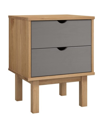 Table de chevet Marron et gris 46x39,5x57 cm Bois de pin solide