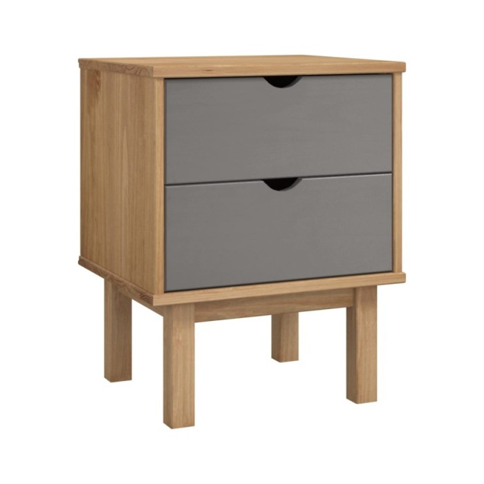 Table de chevet Marron et gris 46x39,5x57 cm Bois de pin solide