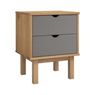 Table de chevet Marron et gris 46x39,5x57 cm Bois de pin solide