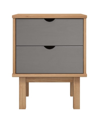Table de chevet Marron et gris 46x39,5x57 cm Bois de pin solide