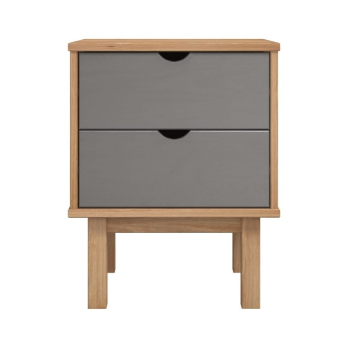 Table de chevet Marron et gris 46x39,5x57 cm Bois de pin solide