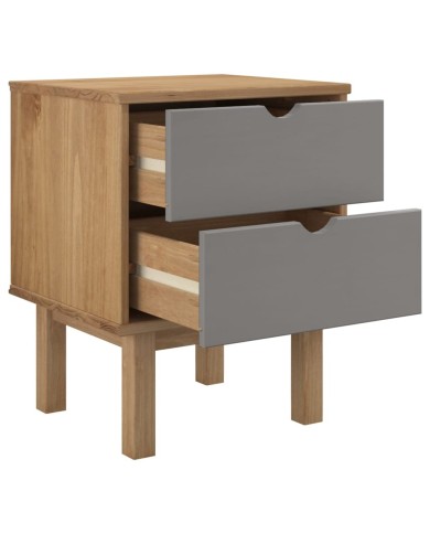 Table de chevet Marron et gris 46x39,5x57 cm Bois de pin solide