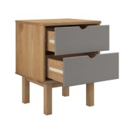 Table de chevet Marron et gris 46x39,5x57 cm Bois de pin solide
