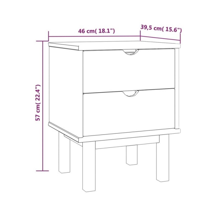 Table de chevet Marron et gris 46x39,5x57 cm Bois de pin solide