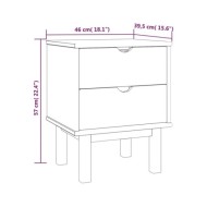 Table de chevet Marron et gris 46x39,5x57 cm Bois de pin solide