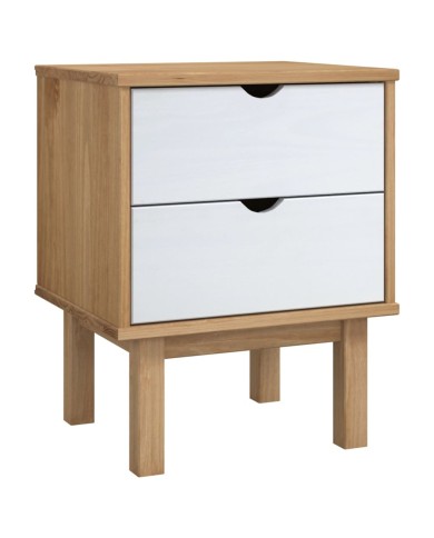 Table de chevet Marron et blanc 46x39,5x57cm Bois de pin solide