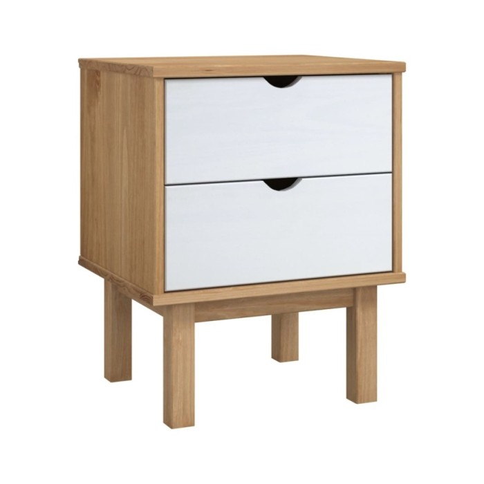 Table de chevet Marron et blanc 46x39,5x57cm Bois de pin solide