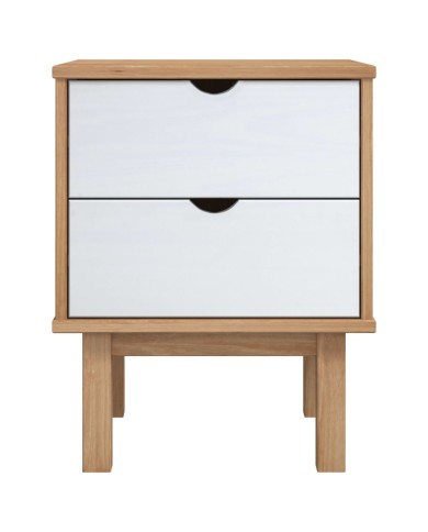 Table de chevet Marron et blanc 46x39,5x57cm Bois de pin solide