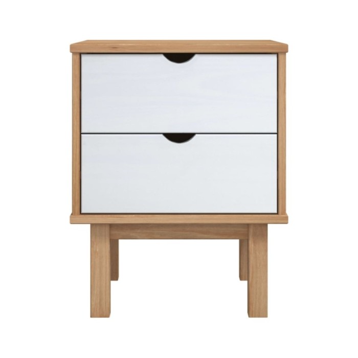 Table de chevet Marron et blanc 46x39,5x57cm Bois de pin solide